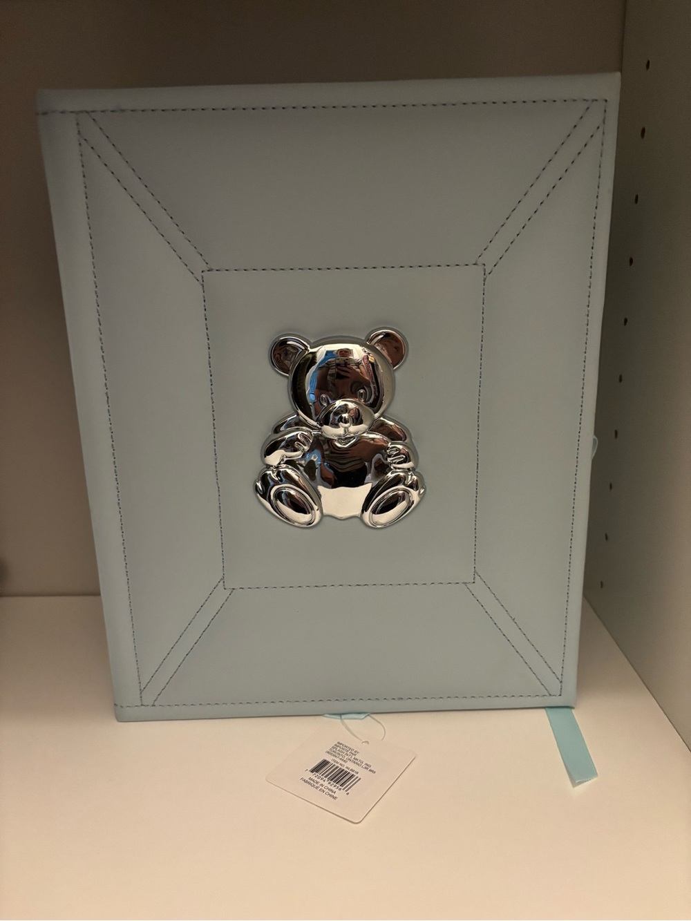 NWT - baby trinket keepsake box Blue Baby Memory Book with Silver Bear Accent